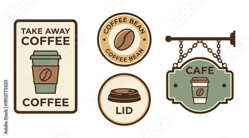 Coffee Shop Signs and Labels Collection. Vector Illustrations. EPS Editable