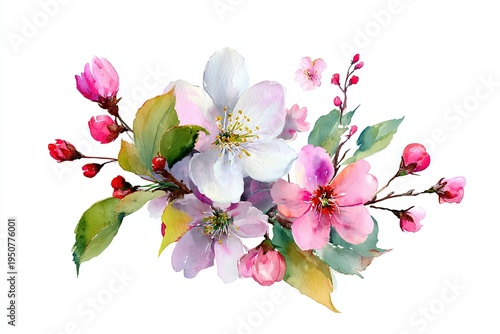 Beautiful Watercolor Cherry Blossom Flower Arrangement