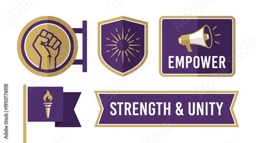 Empowerment Symbols of Strength and Unity Banner Set. Vector Illustrations. EPS Editable