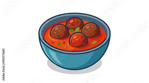 Bowl of meatballs in tomato sauce with garnish