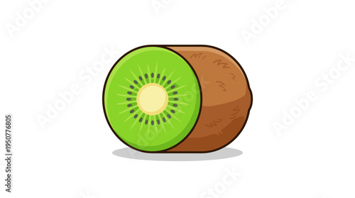 Flat design icon illustration of a sliced kiwi fruit