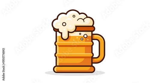 Flat design illustration of a frothy beer mug with foam