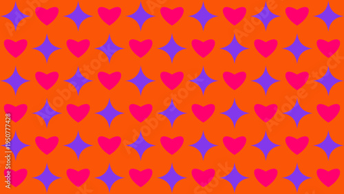Heart and Diamond Pattern on Orange Background