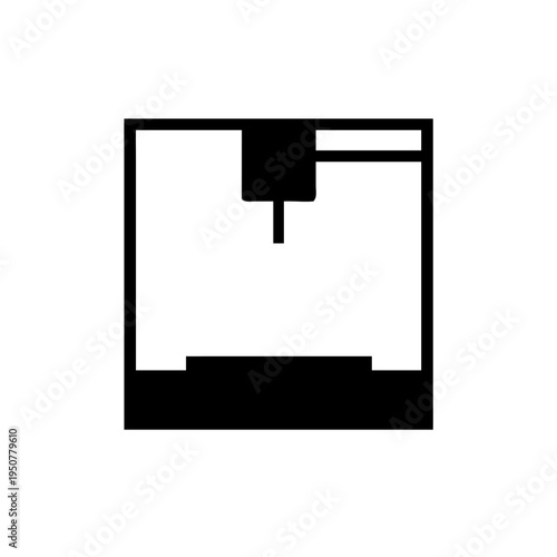 Minimal 3D Printer Silhouette Vector, Modern 3D Printing Machine Icon Design, Clean 3D Printer Outline Illustration, Simple Additive Manufacturing Silhouette Graphic, Minimal Tech 3D Printer Vector Ar