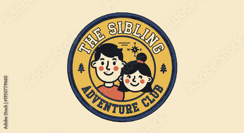 Sibling Adventure Club Cartoon Logo Design.