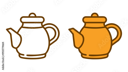 Ceramic Teapot Illustration: A detailed line drawing illustration captures the elegant design of a ceramic teapot, perfect for tea lovers.