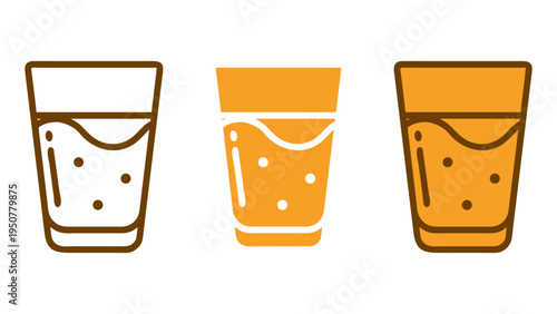 Refreshing Trio: Three stylized glasses of refreshing liquid, each offering a unique presentation in a clean, uncluttered design.
