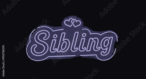 Neon Sibling Sign with Heart Decoration.