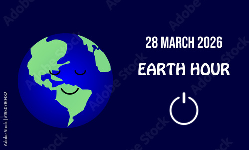  Poster for Earth Hour 2026 with a kawaii Earth
