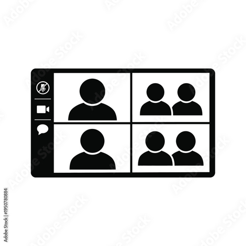 user group video calling silhouette vector icon