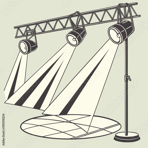 Vector illustration of an old lamp on a white building wall overlooking a sailing yacht and a mast boat on the blue sea water under a travel sky