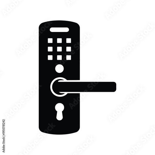 silhouette of smart door lock handle icon