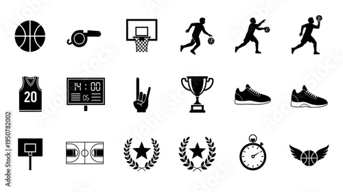 Dynamic Sports and Competition Concepts Vector Icon Set for Active Lifestyle Design