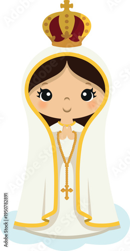 Illustration of the virgin of fatima, our lady of fatima, virgin mary, for children