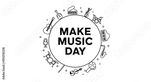 Make Music Day Logo with Instruments.