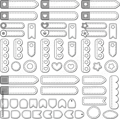 Black Outline Planner Stickers Set with Labels, Washi Tape, and Journal Elements