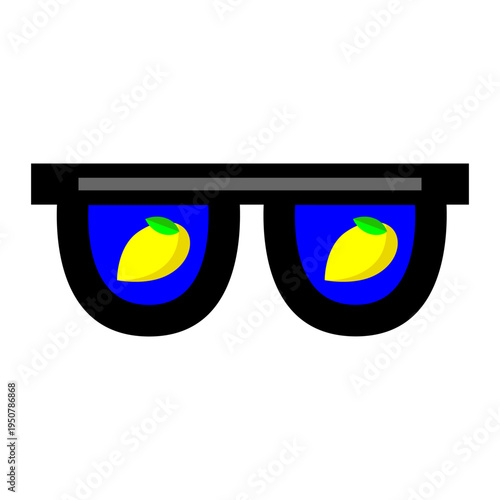Glasses with blue lenses and lemon design create a fun look for sunny days outdoors