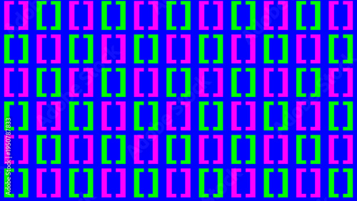 Abstract Geometric Pattern with Blue Rectangles and Pink Lightning