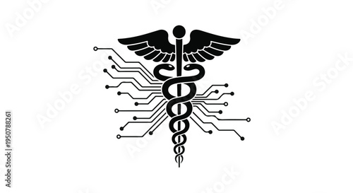 Medical technology symbol with circuit board design