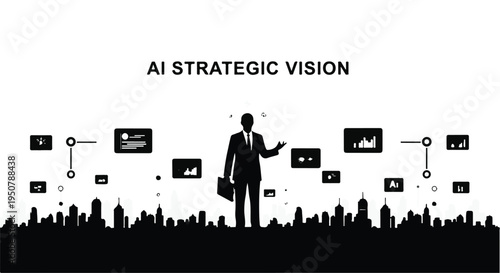 Businessman with AI strategic vision concept