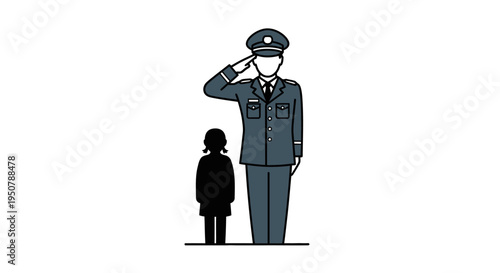 Illustration of Soldier Saluting with Child.