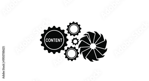 content creation tools and gears icon set