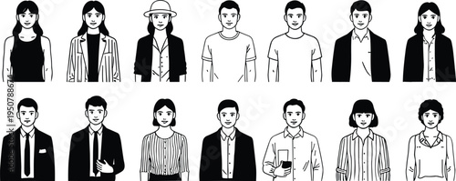 Diverse Group of People in Simple Line Art Style 5iwyt