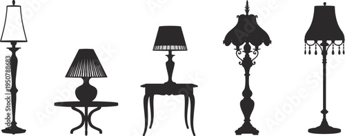 Silhouette Collection of Vintage Lamps and Side Table
