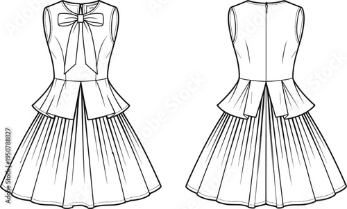 Fashion Sketch of a Sleeveless Dress Front and Back