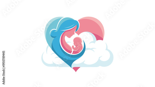 Pregnant Woman and Fetus in Heart Shape.