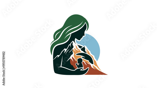 Woman Silhouette Holding Baby Close Up.
