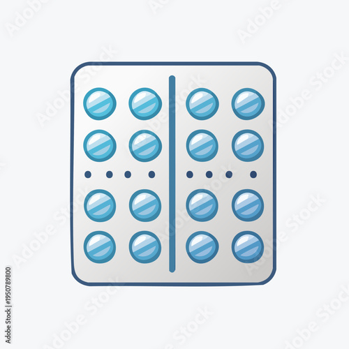 Pill blister pack with blue tablets, medical treatment concept.