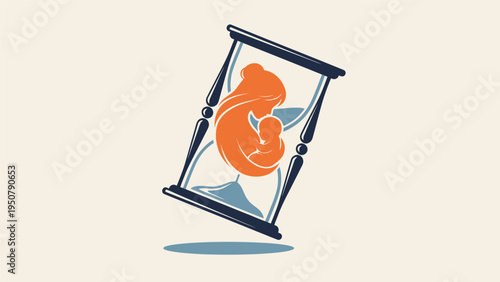 Pregnant Woman Silhouette in Hourglass Frame.