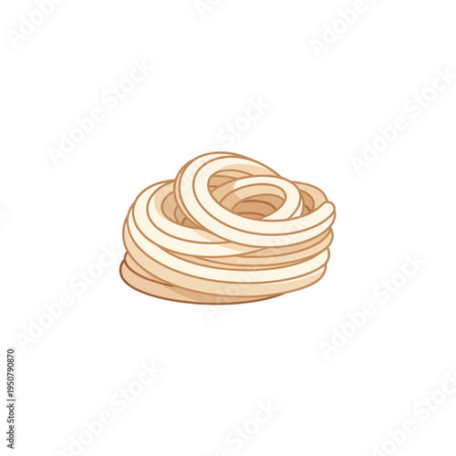 A visually appealing, minimalist illustration of a perfectly coiled nest of dried pasta, ready to be cooked and enjoyed