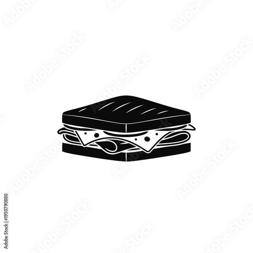 Vector illustration of a classic layered sandwich silhouette, ideal for menus, food packaging, and digital designs requiring a simple culinary symbol