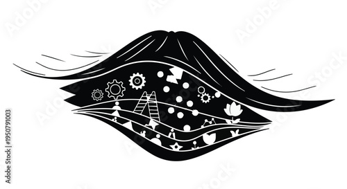 Black and white eye with creative inner design