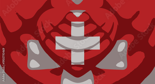 Red and gray industrial metal object.