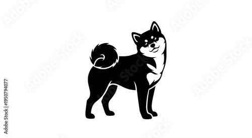 Alert Shiba Inu in a Fox-like Pose, Head Tilted with Intrigue.