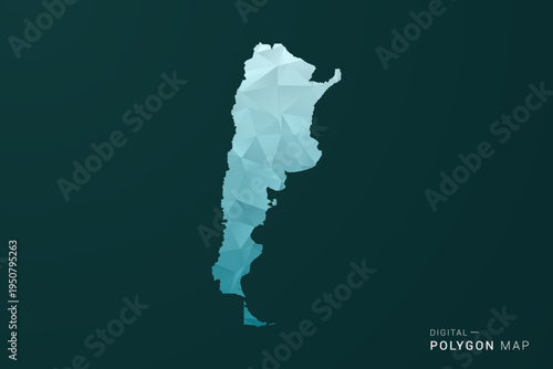 Argentina Map - Polygon style vector illustration in green and blue low poly geometric design, clean minimal silhouette for infographic.