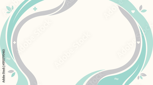 Clinical Clean Abstract Background Featuring Gentle Flowing Waves and Diverse Healthcare Icons