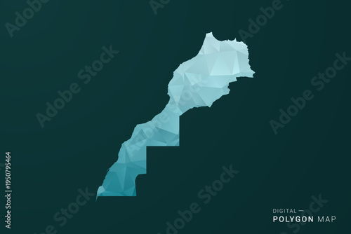 Morocco Map - Polygon style vector illustration in green and blue low poly geometric design, clean minimal silhouette for infographic.