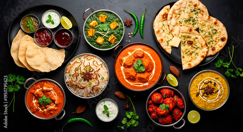 Wallpaper Mural Indian food dinner serving multiple traditional curry meals Torontodigital.ca