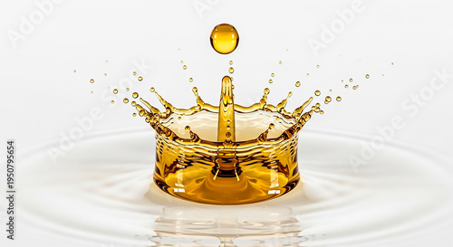 Wallpaper Mural Golden oil drop splashing forming a liquid crown Torontodigital.ca