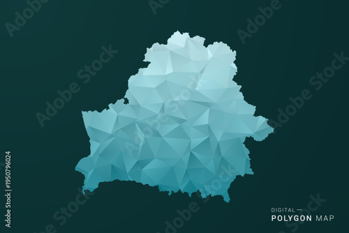 Belarus Map - Polygon style vector illustration in green and blue low poly geometric design, clean minimal silhouette for infographic.