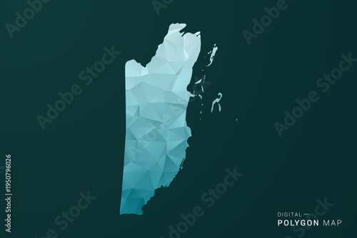 Belize Map - Polygon style vector illustration in green and blue low poly geometric design, clean minimal silhouette for infographic.