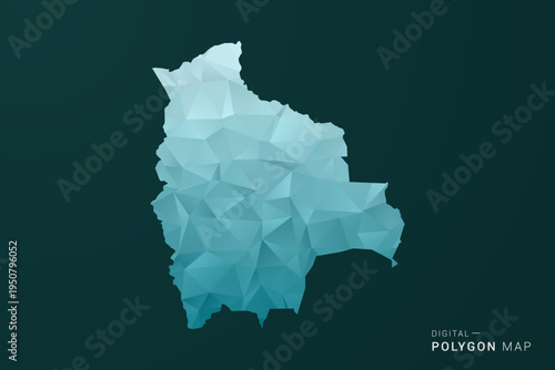 Bolivia Map - Polygon style vector illustration in green and blue low poly geometric design, clean minimal silhouette for infographic.