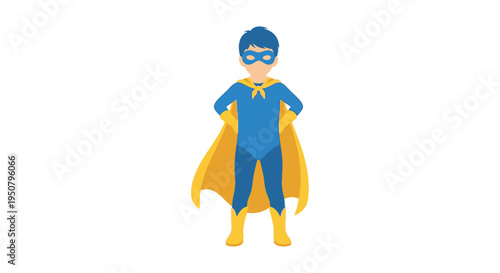 Blue Superhero Character Cartoon Mascot Illustration.