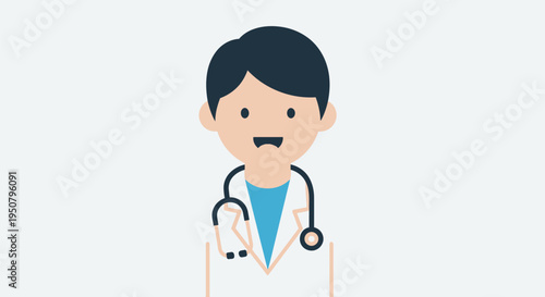 Doctor wearing white coat and stethoscope.
