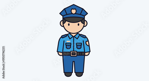 Cartoon Police Officer Standing Uniform.