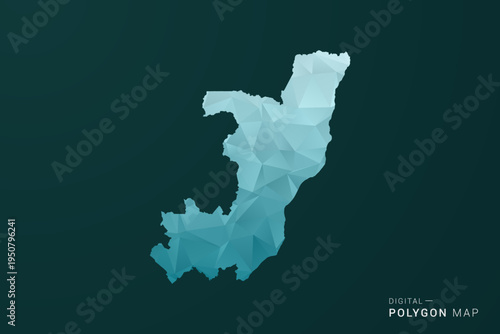 Congo Map - Polygon style vector illustration in green and blue low poly geometric design, clean minimal silhouette for infographic.
